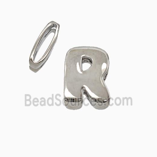 Copper letter Bead, Platinum Plated