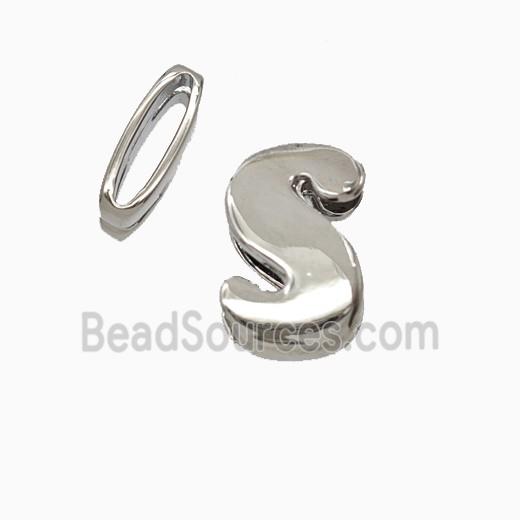Copper letter Bead, Platinum Plated