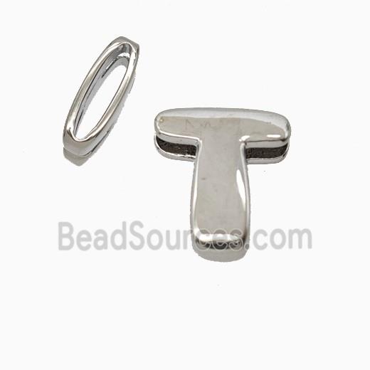 Copper letter Bead, Platinum Plated