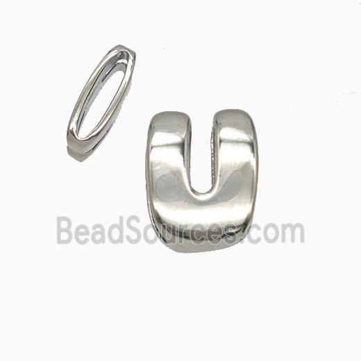 Copper letter Bead, Platinum Plated