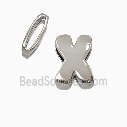 Copper letter Bead, Platinum Plated