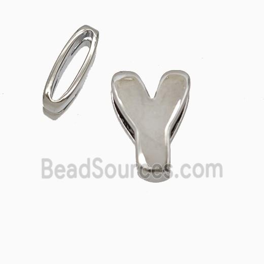 Copper letter Bead, Platinum Plated