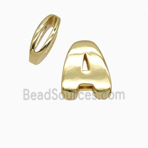 Copper Letter-A Beads Flat Hole Gold Plated