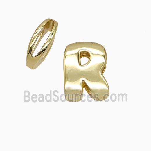 Copper letter Bead, Gold Plated