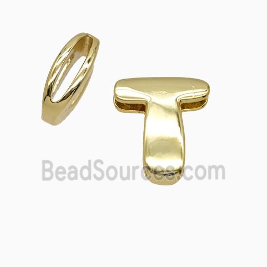 Copper letter Bead, Gold Plated