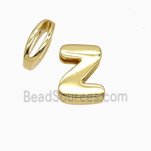 Copper letter Bead, Gold Plated
