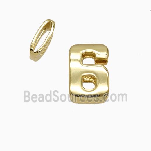 Copper letter Bead, Gold Plated