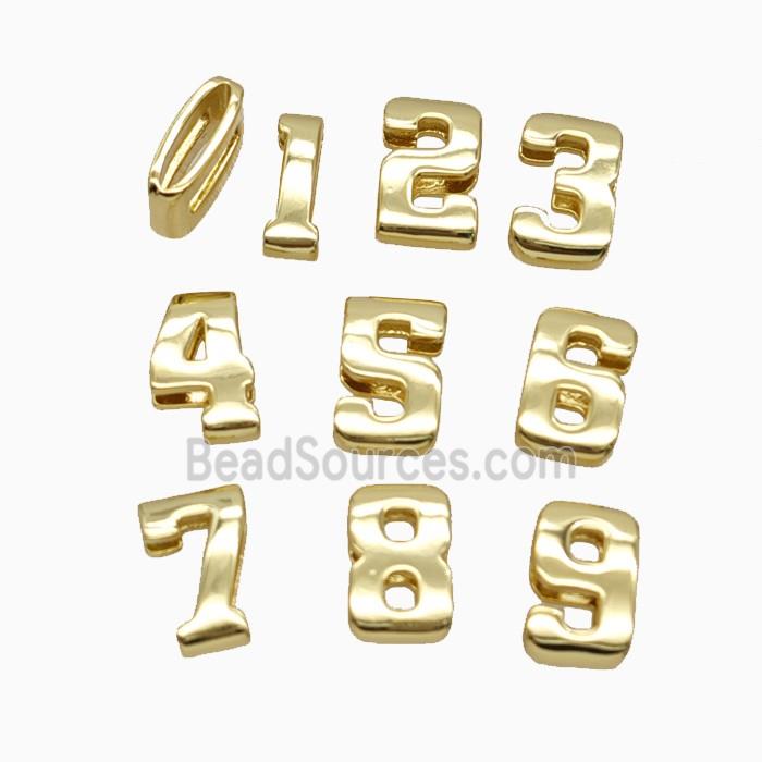 Copper letter Bead, Gold Plated