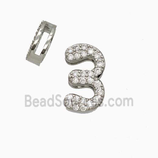 Copper Bead Pave Zircon, Platinum Plated