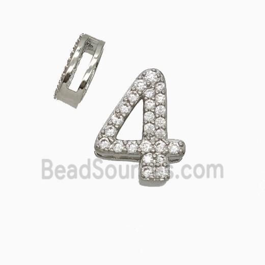 Copper Bead Pave Zircon, Platinum Plated
