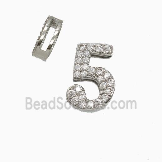 Copper Bead Pave Zircon, Platinum Plated