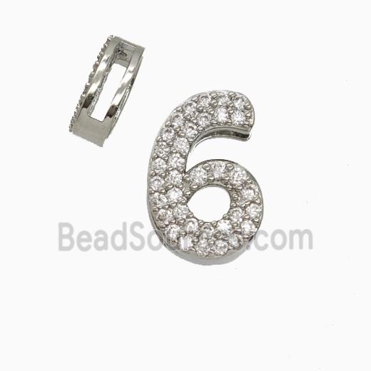 Copper Bead Pave Zircon, Platinum Plated