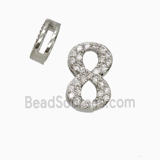 Copper Bead Pave Zircon, Platinum Plated