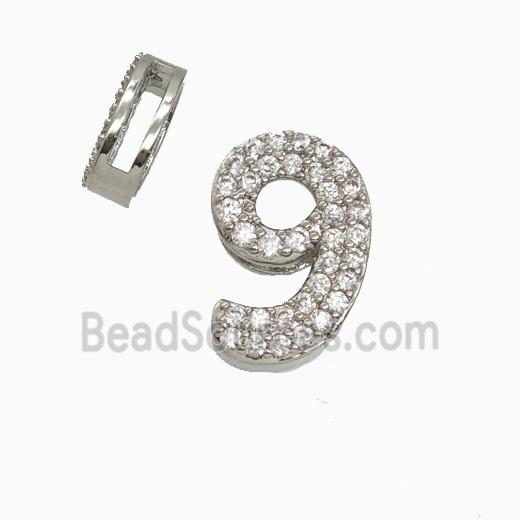 Copper Bead Pave Zircon, Platinum Plated