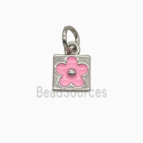 Copper Flower Pendant Enamel Platinum Plated