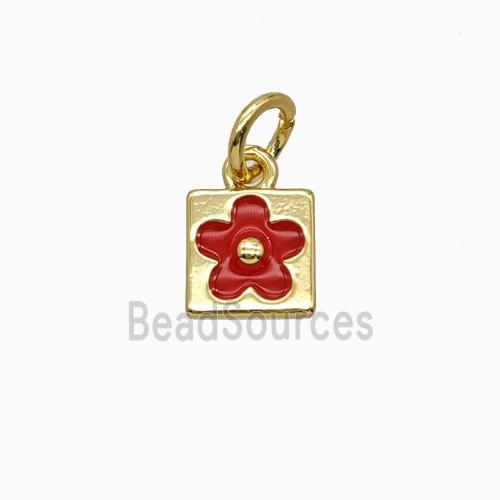 Copper Flower Pendant Enamel Gold Plated