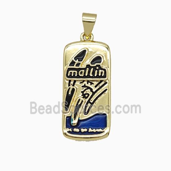 Copper Tarot Card Pendant Mallin Enamel Gold Plated