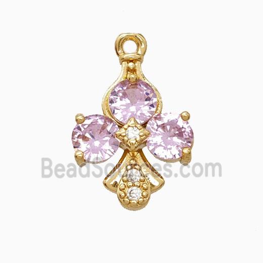ACE of Clubs Copper Pendant Pave Crystal Glass Gold Plated