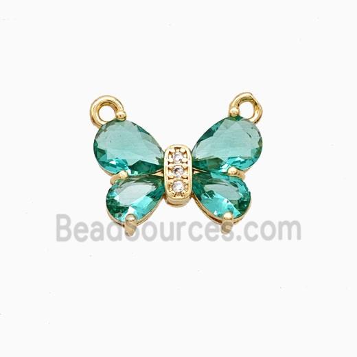 Copper Butterfly Pendant Pave Crystal Glass 2loops Gold Plated