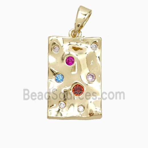 Copper Nugget Pendant Pave Zirconia Slice Gold Plated