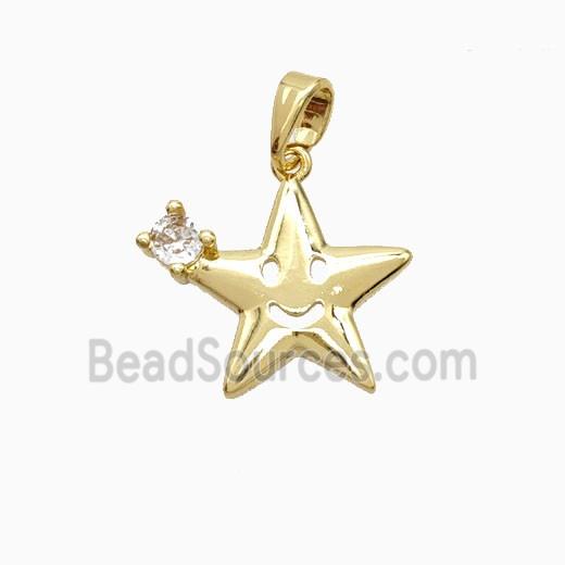 Copper Star Pendant Pave Zirconia Gold Plated