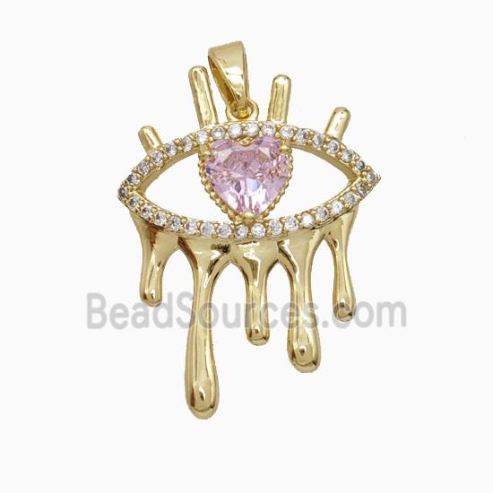 Copper Eye Pendant Pave Zirconia Gold Plated