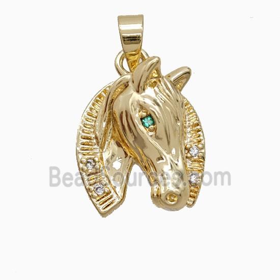 Copper Horse-Head Pendant Pave Zirconia Gold Plated