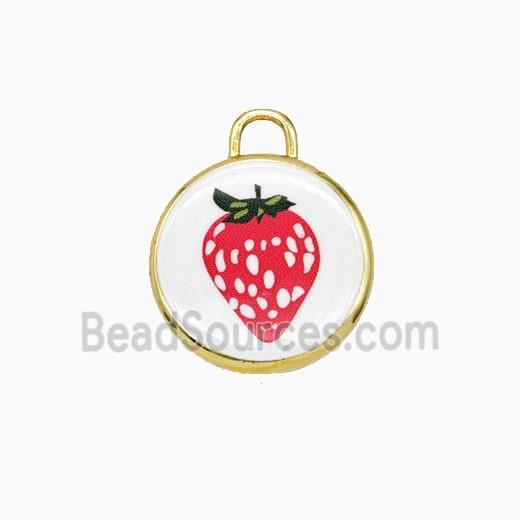 Copper Circle Pendant Painted Strawberry Gold Plated