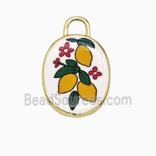 Copper Oval Pendant Painted Mango Gold Plated