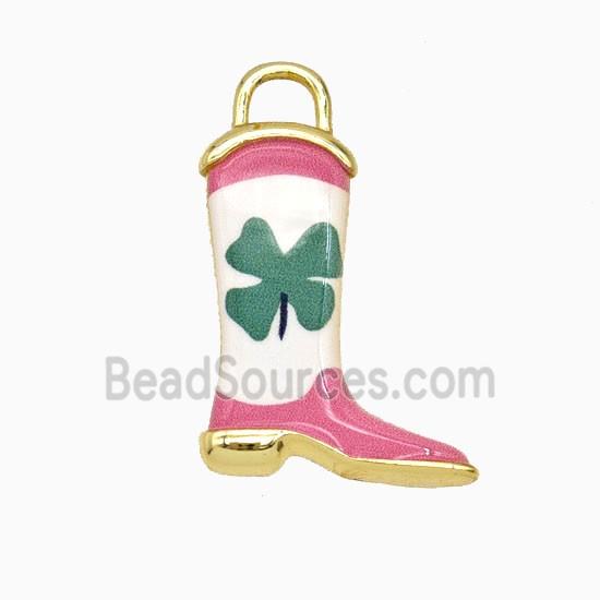 Copper Cowboy Boots Pendant Painted Gold Plated