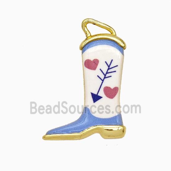 Copper Cowboy Boots Pendant Painted Gold Plated