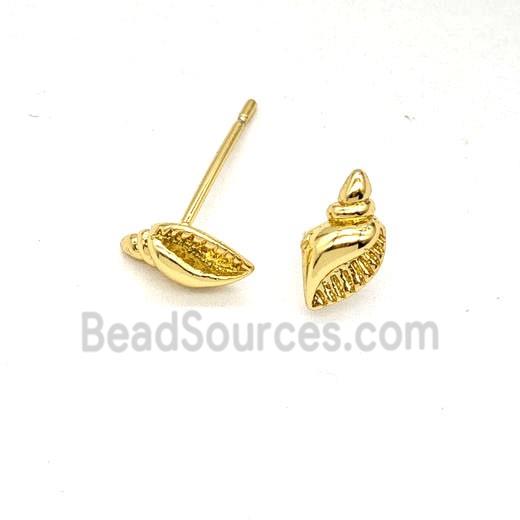 Copper SeaShell Stud Earrings Gold Plated
