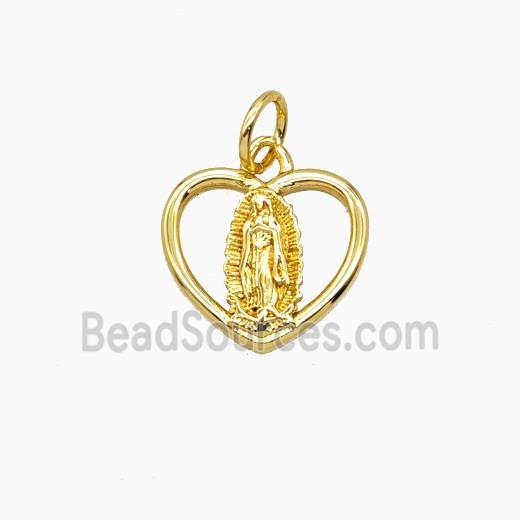Copper Virgin Mary Heart Pendant Gold Plated