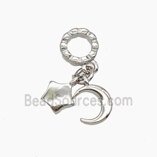 Copper Moon And Star Pendant Platinum Plated