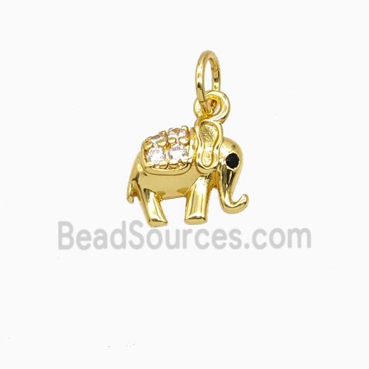 Copper Elephant Pendant Pave Zirconia Gold Plated