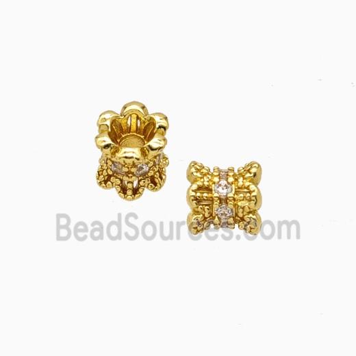 Copper Beadcaps Pave Zirconia Double Gold Plated