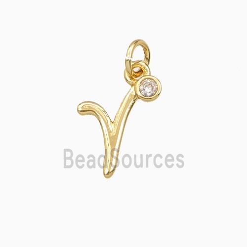 Copper Letter-r Pendant Pave Zirconia Gold Plated