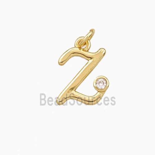Copper Letter-z Pendant Pave Zirconia Gold Plated