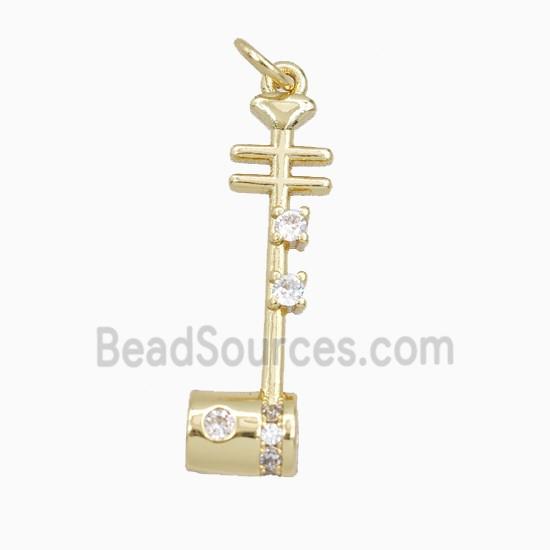 Erhu Charms Copper Musical Pendant Pave Zirconia Gold Plated