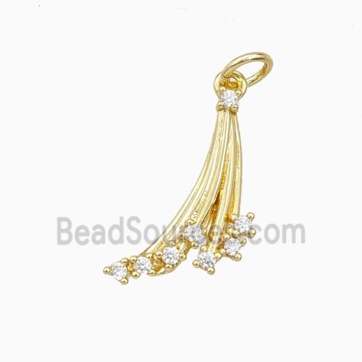 Shooting Stars Charms Copper Pendant Pave Zirconia Gold Plated