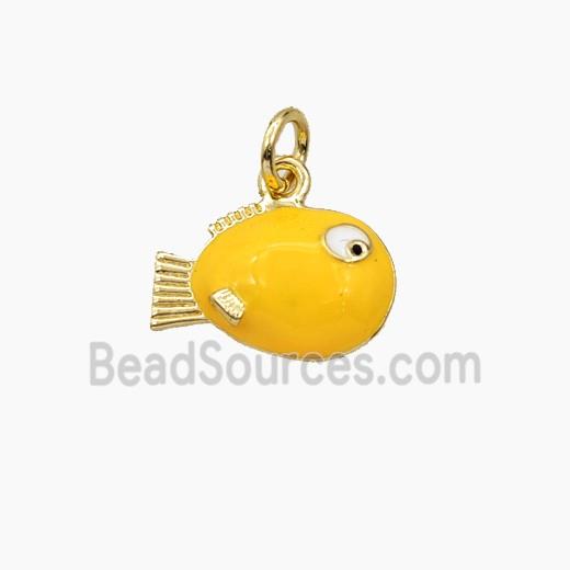 Enamel Copper Pendant, Gold Plated