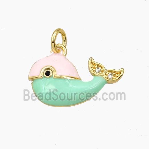 Enamel Copper Pendant, Gold Plated