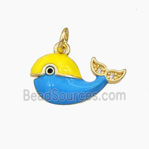 Enamel Copper Pendant, Gold Plated