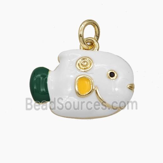 Enamel Copper Pendant, Gold Plated