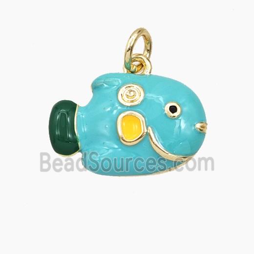 Enamel Copper Pendant, Gold Plated