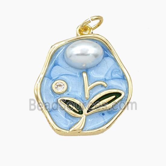Enamel Copper Pendant, Gold Plated