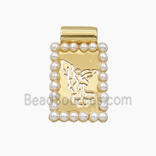 Copper Pendant Pave Zircon, Gold Plated