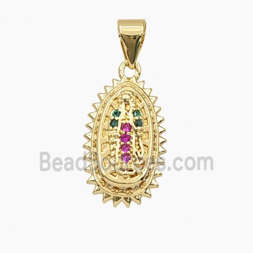 Copper Pendant Pave Zircon, Gold Plated
