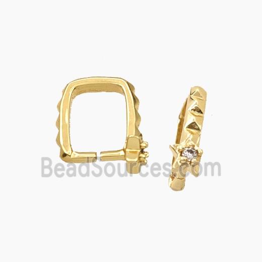 Copper Clip Earrings Pave Zirconia Gold Plated