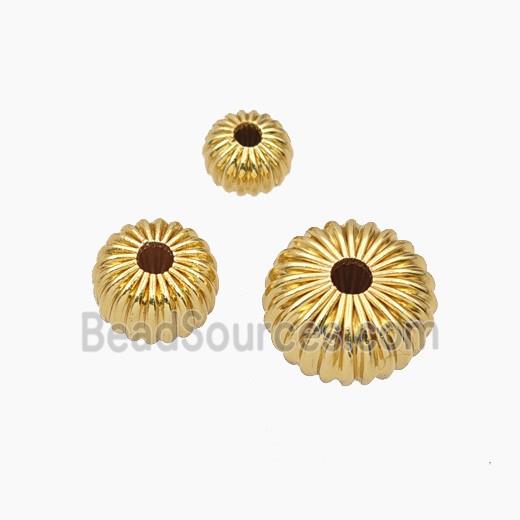 Copper Rondelle Beads Ribbed Gold Plated